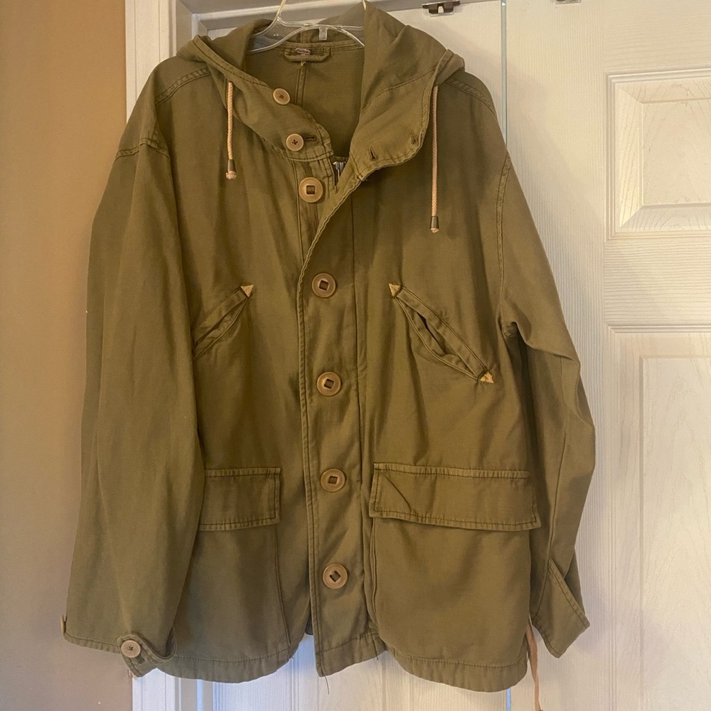 Free People army green utility jacket.